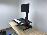 Single 17"-32" Monitor Mount Electric Ergonomic Height Adjustable Sit-Stand Desk Converter Workstation - Black (RTELVE-S)