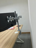 Dual LCD LED Monitor Desk Mount Stand -Fully Adjustable Arm fits 2 Screens up to 27", Silver (RC2ES)