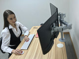 Dual LCD LED Monitor Desk Mount Stand -Fully Adjustable Arm fits 2 Screens up to 27", Silver (RC2ES)