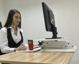 White Height Adjustable Standing Desk Gas Spring Monitor Riser, Tabletop Sit to Stand Workstation Converter (model RDFW)
