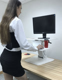 White Height Adjustable Standing Desk Gas Spring Monitor Riser, Tabletop Sit to Stand Workstation Converter (model RDFW)