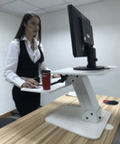 White Height Adjustable Standing Desk Gas Spring Monitor Riser, Tabletop Sit to Stand Workstation Converter (model RDFW)