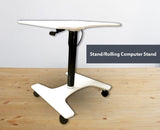 Ajustable Sit-Stand Laptop Desk Workstation Muti-Purpose Rolling Podium Lectern with Wheels Laptop Workstation, White (LPC09)