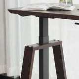 Single Motor Electric Sit to Stand Workstation, Height Adjustable with Supportive Legs, Parquet Smoke Wood Veneer (R3032)