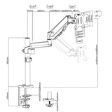 Single Monitor Desk Mount, Fits 19 to 32 Inch VESA Compatible Computer Screen Adjustable Gas Spring Monitor Arm with C Clamp Base, White (LMSPMS-W)