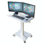Sit-Standing Mobile Laptop Cart, Rolling Desk with Height Adjustable 31.5" x 23.6" Platform, Supports up to 17.6 lbs, Silver (LPC05)