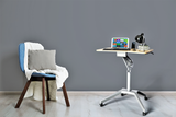 Pneumatic Sit-Stand Mobile Laptop Cart, Height Adjustable Multi-Purpose Rolling Podium Lectern with Wheels Laptop Workstation, Silver (LPT-S)
