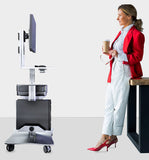 Sit Stand Mobile Workstation with Gas Spring Height adjustments and Keyboard Tray, Optional CPU Holder, Printer Shelf, Silver (MCT10)