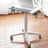 Movable Laptop Desk With 4 Castors, Sit-Stand Mobile Laptop Computer Desk Cart,Height Adjustable, Aluminum Alloy Base, Bed Side Table For Laptop Desk Notebook Stand Tray, (R110)