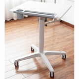 Movable Laptop Desk With 4 Castors, Sit-Stand Mobile Laptop Computer Desk Cart,Height Adjustable, Aluminum Alloy Base, Bed Side Table For Laptop Desk Notebook Stand Tray, (R110)