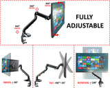 Single Monitor Desk Mount Stand, Full Motion Articulated Arm, Swivel Gas Spring Monitor, VESA 75x75mm or 100x100mm Arm Fits for Computer Monitor 17 to 32 inches, (LMSMB)