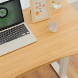 Single Motor Electric Sit to Stand Workstation with In-Built Drawer, Height Adjustable with Supportive Legs, Bamboo Top (R3071)