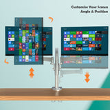 Dual Monitor Desk Mount Stand, Full Motion Computer Monitor Arm Mount for 2 LCD Screens up to 26 Inch, Dual Monitor Stand with C-Clamp, Silver (RCD-PRM)