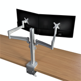 Dual Monitor Desk Mount Stand, Full Motion Computer Monitor Arm Mount for 2 LCD Screens up to 26 Inch, Dual Monitor Stand with C-Clamp, Silver (RCD-PRM)