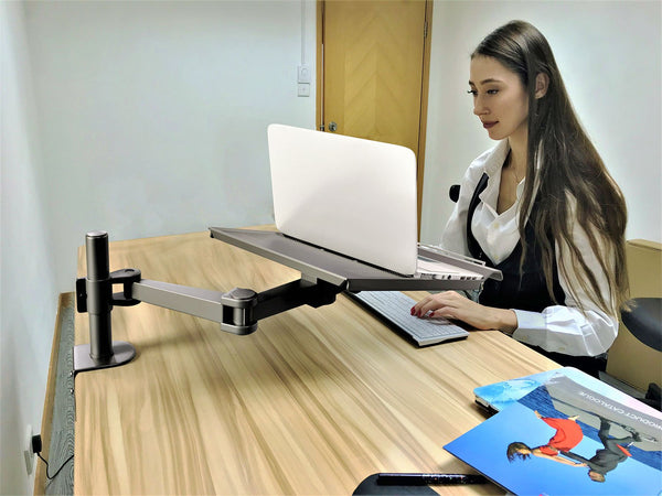 Fully Adjustable Extension with C-Clamp Single Laptop Notebook Desk Mount Stand, Black (RCLAPTOP)