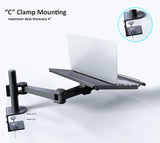 Fully Adjustable Extension with C-Clamp Single Laptop Notebook Desk Mount Stand, Black (RCLAPTOP)