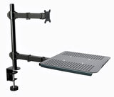 Desktop Dual LCD Laptop Mount Fully Adjustable Single Computer Monitor and Desk Combo Black Stand, 13" to 27" Screens, (RCLM)