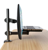 Desktop Dual LCD Laptop Mount Fully Adjustable Single Computer Monitor and Desk Combo Black Stand, 13" to 27" Screens, (RCLM)