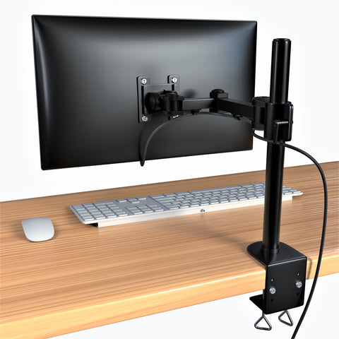 Single Fully Adjustable/Tilt/Articulating Full Motion LCD Arm Desk Mount Stand for 1 Screen up to 27 Inch (RCPRM1)