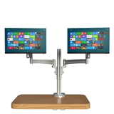 Dual Monitor Desk Mount Stand, Full Motion Computer Monitor Arm Mount for 2 LCD Screens up to 26 Inch, Dual Monitor Stand with C-Clamp, Silver (RCD-PRM)