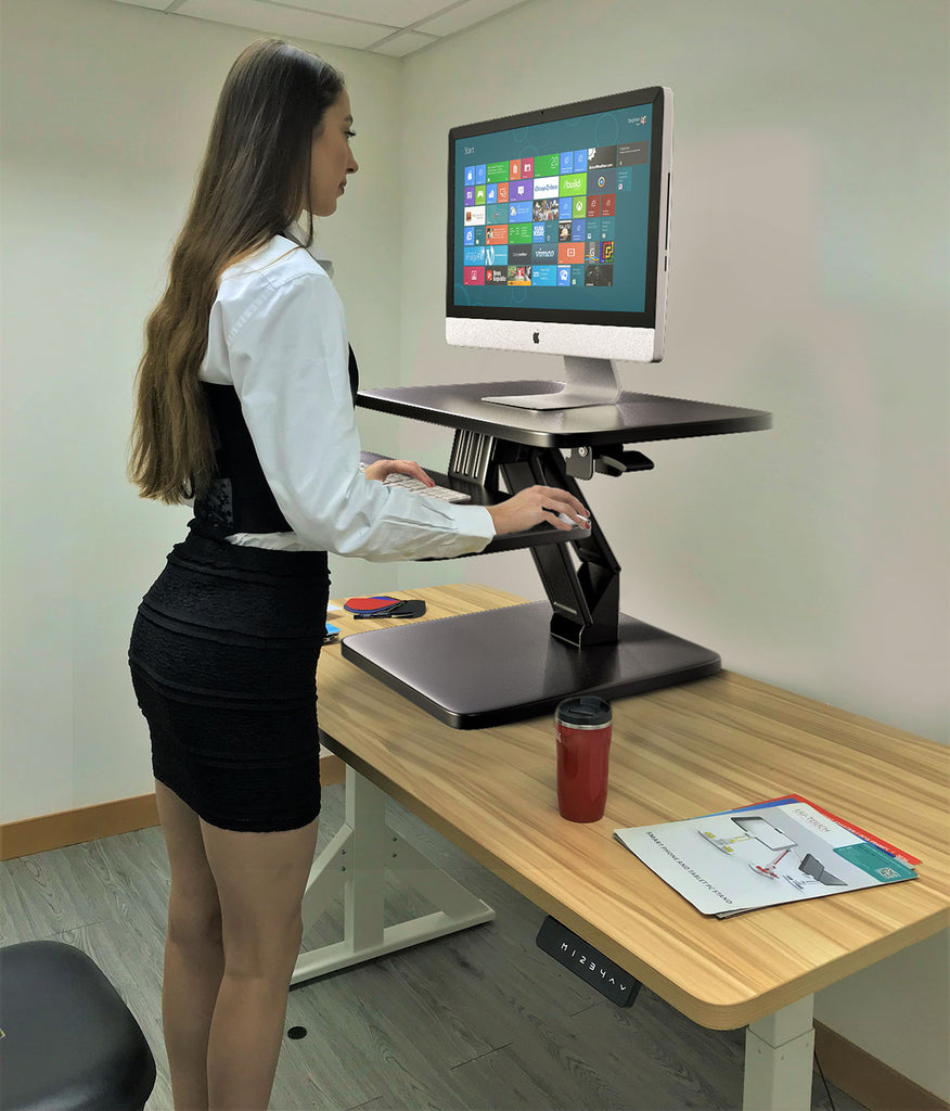 Sit to Stand Desktop Riser Black with Pneumatic adjustment Black