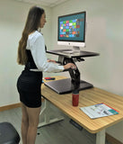 Sit to Stand Desktop Riser Black with Pneumatic adjustment (Black colour), (RDFP-B)