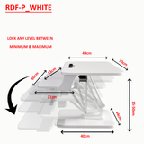 Sit to Stand Desktop Riser White with Pneumatic adjustment (White colour), (RDFP)
