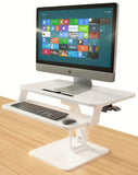 Sit to Stand Desktop Riser White with Pneumatic adjustment (White colour), (RDFP)