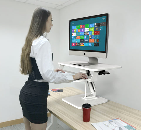 Sit to Stand Desktop Riser White with Pneumatic adjustment (White colour), (RDFP)