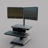 Dual Monitor Sit Stand Workstation Desk Converter with Two monitor arm, (RDFDual)