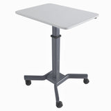 Adjustable Rolling Laptop Desk with Wheels (27.5" x 19.5") Sit Stand Mobile Workstation Cart with Pneumatic Spring Lift for Height Adjustment, Rolling Computer Table, Grey (RLPT9)