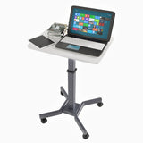 Adjustable Rolling Laptop Desk with Wheels (27.5" x 19.5") Sit Stand Mobile Workstation Cart with Pneumatic Spring Lift for Height Adjustment, Rolling Computer Table, Grey (RLPT9)