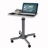 Adjustable Rolling Laptop Desk with Wheels (27.5" x 19.5") Sit Stand Mobile Workstation Cart with Pneumatic Spring Lift for Height Adjustment, Rolling Computer Table, Grey (RLPT9)