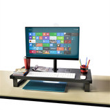 Rife LCD Monitor Desk Stand Adjustable Tilt Free-Standing Mount fits 1 Screen up to 27 (Bigger Size Organiser Stand with Arm), Black (RS001D)