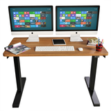 CE Certified Single Motor 2-Stage Electric Height Adjustable Standing Desk Base Sit-Stand Desk Frame with 120 x 60cm Oak Table Top, Model No RT114