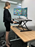 ELECTRIC Dual Monitor/Laptop Sit-Stand Desk Converter, Pain Free Height Adjustments, 35 Inch Wide Worksurface, Black, Model No (RTE900)