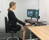 Wooden Colour Top Instant Standing Desk Sit-Stand Desk Converter for Laptop, 1 or 2 Desktop, Stepless Any height lock Height Adjustable, Ergonomic, Gas Spring, Easy Installation RTEW