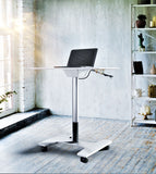 Ajustable Sit-Stand Laptop Desk Workstation Muti-Purpose Rolling Podium Lectern with Wheels Laptop Workstation, White (LPC09)