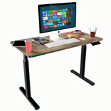 Single Motor Electric Standing Desk, Fixed Width Sit Stand Home Office Workstation with Rustic Wooden 120 by 60cm Table Top (SM1)