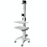 Single Monitor Medical Cart With Lockable Wheels and Camera Shelf For Telemedicine, White (HSC08)