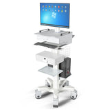 Computer Medical Cart, for 15”-27” Screens, Height Adjustable, Lockable Drawers, Gray (HSC-DNEW)