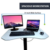 Ajustable Sit-Stand Laptop Desk Workstation Muti-Purpose Rolling Podium Lectern with Wheels Laptop Workstation, White (LPC09)