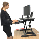 Instant  Standing Desk Sit-Stand Desk Converter for Laptop, 1 or 2 Desktop, Stepless Any height  lock Height Adjustable, Ergonomic, Gas Spring Arm, Free Standing, Easy Installation, (RTE)