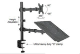 Desktop Dual LCD Laptop Mount Fully Adjustable Single Computer Monitor and Desk Combo Black Stand, 13" to 27" Screens, (RCLM)