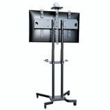 Mobile TV Stand Rolling TV Cart Floor Stand with Mount on Lockable Wheels Height Adjustable Shelf for 32-65 inch Flat Screen or Curved TVs Monitors Display Trolley Stand Loading 110lbs, Black (VCT01-T)