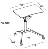 Pneumatic Sit-Stand Mobile Laptop Cart, Height Adjustable Multi-Purpose Rolling Podium Lectern with Wheels Laptop Workstation, Silver (LPT-S)