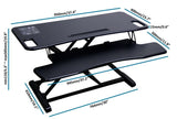 Gas Spring Height Adjustable Riser Converter, Sit-Standing Desk 37.4 Inch Wide Platform Riser Desk with Removable Keyboard Tray (Large), Black (RTE-BIG)