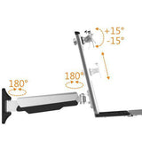 Sit Stand Wall Mount Workstation and Standup Computer Station with Articulating Keyboard Tray Arm and CPU Holder, (RW-W1)