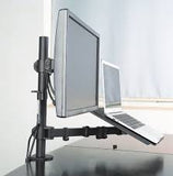 Desktop Dual LCD Laptop Mount Fully Adjustable Single Computer Monitor and Desk Combo Black Stand, 13" to 27" Screens, (RCLM)