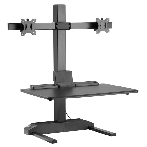 Dual 17"-32" Monitor Mount Electric Ergonomic Height Adjustable Sit-Stand Desk Converter Workstation - Black (RTELVE-D)